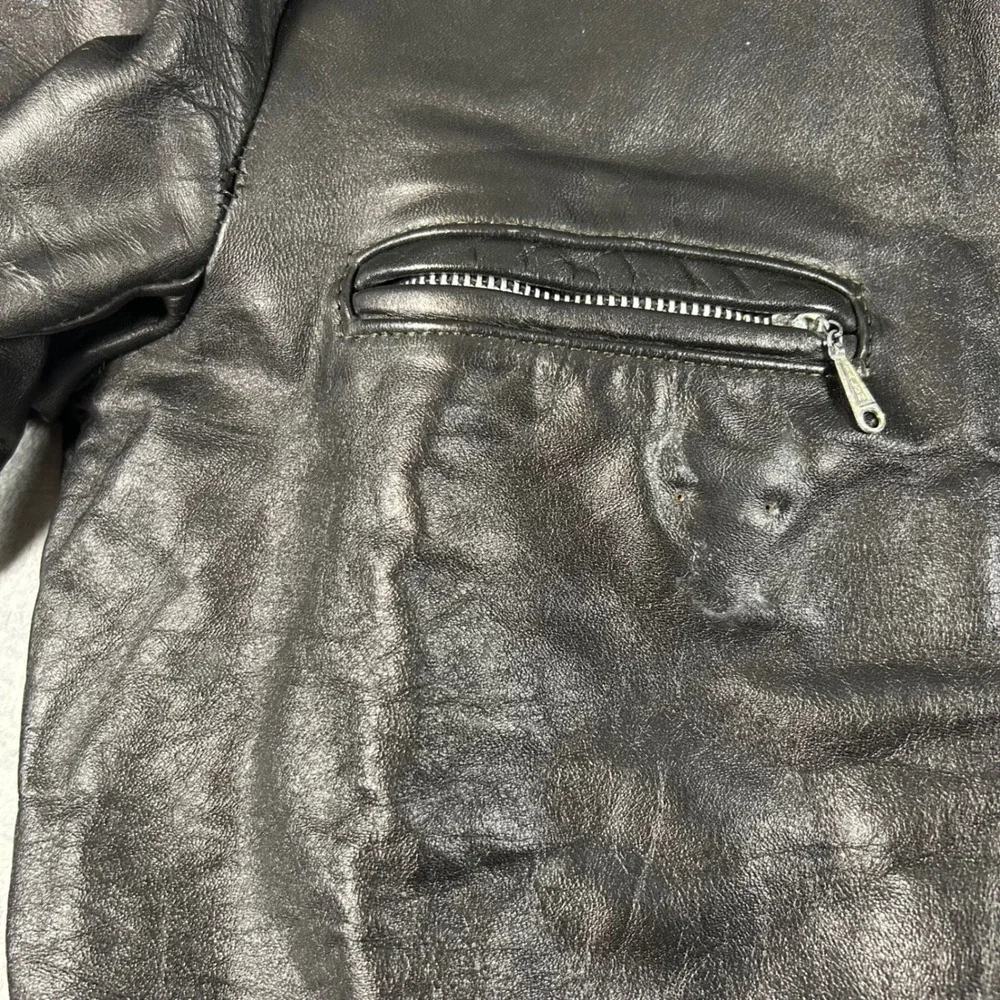 Vintage AMF Harley Davidson Cafe Racer Leather Motorcycle Jacket Black Mens L/XL